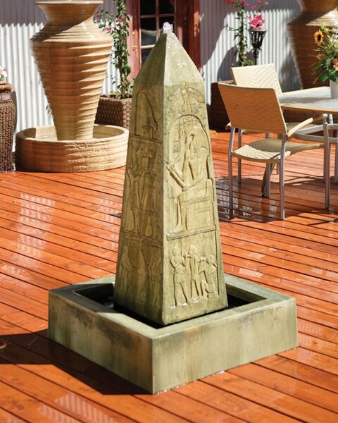 Obelisk Egyptian Fountain hieroglyphics Stone Garden Cement Decor